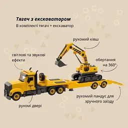 Машинка-конструктор Otamanko Автоконструктор Вантажівка тягач з екскаватором - мініатюра 2