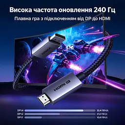 Відеокабель UGREEN DP141 DisplayPort - HDMI 8K 60 Гц 2 м чорний (25735) - мініатюра 8