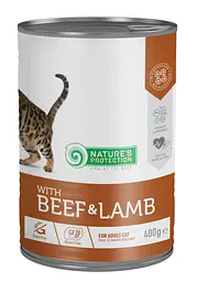 Вологий корм для дорослих котів з яловичиною та ягням Nature's Protection with Beef & Lamb, 400г