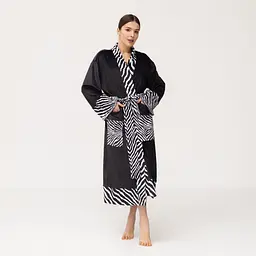 Кімоно жіноче з плюшевого велюру Kimono Black and White Zebra 18366 M - мініатюра 4