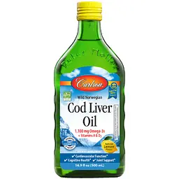 Жир печінки дикої норвезької тріски Carlson Cod Liver Oil смак лимону 500 мл