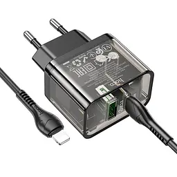 Зарядний пристрій 2 виходи Hoco N34 dual-port комплект із кабелем Type-C to Lightning - мініатюра 4