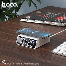 Годинник настільний з бездротовою зарядкою HOCO DCK1 Qi Charger 10 W - мініатюра 4
