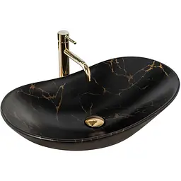 Умивальник Rea Royal 60 накладний marble black matt REA-U7478, Чорний матовий