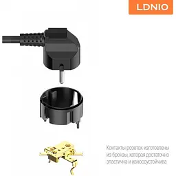 Мережний фільтр LDNIO SE6403 6 розеток і 4 USB 2 м Чорний - мініатюра 8