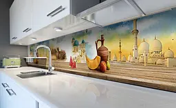 Вініловий кухонний фартух Східний Колорит наклейка для кухні ПВХ 3Д Архітектура Бежевий Happy Pocket Z181497 - мініатюра 6