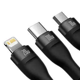 Кабель Baseus Flash Series Ⅱ One-for-three Fast Charging Cable Type-C to Lightning+Type-C+MicroUSB 100W 1.5m CASS030201 Black - мініатюра 2