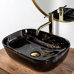 Умивальник Rea Belinda black marble shiny накладний REA-U8907, Чорний - мініатюра 5