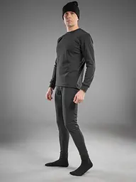 Чоловіча термобілизна на мікрофлісі, комплект термолонгслів + термокальсони (кофта + кальсони), розмір 2XL , у чорному кольорі - мініатюра 8
