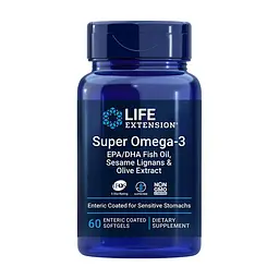 Жирні кислоти Super Omega-3 Enteric Coated, 60 капсул Life Extension fit0013115