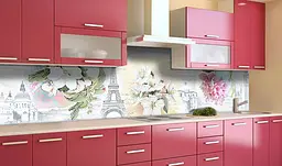 Вініловий кухонний фартух Весняна подорож наклейка кухні квіти Абстракція Бежевий Happy Pocket Z181725 - мініатюра 3