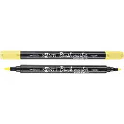 Маркер акварельний Santi Brush Marker SWB-01 світло-жовтий двосторонній 6 шт. (391057)