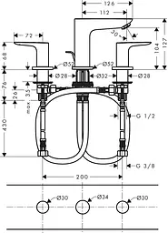 Змішувач Hansgrohe Talis E для умивальника на 3 отвори Matt Black 71733670 Чорний матовий - мініатюра 3