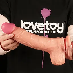 Фалоімітатор - Dual-Layered Silicone Cock 10" Flesh #1 - мініатюра 7