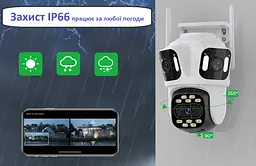 Вулична WiFi камера Besder 76 9Мп 3 об'єктиви Zoom 6-кратний IcSee - мініатюра 3