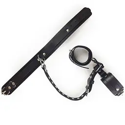 Фіксатори для шиї та рук Art of Sex - Bondage Set з натуральної шкіри, колір чорний - мініатюра 7