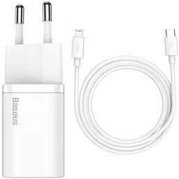 Зарядний кабель Baseus Super Silicone PD Charger 20 W (TZCCSUP-B02) + Type-C to Lightning білі - мініатюра 2
