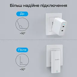Мережевий зарядний пристрій Choetech PD6011 Ultra thin PD67W GAN A+C White (43-00155) - мініатюра 8