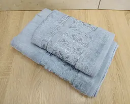 Набір турецьких бамбукових махрових рушників Cestepe 50х90+70х140 Bamboo Royal blue - мініатюра 3