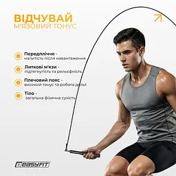 Швидкісна скакалка EasyFit Aluminium зі сталевим тросом та алюмінієвими ручками чорна - мініатюра 6