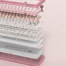 Ігрова механічна клавіатура Womier VK66 Pro / Дротове підключення / Womier POM Series Switches / Pink Lines - мініатюра 3
