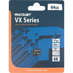 Карта пам'яті Patriot VX microSDXC 64 GB Class 10 UHS-I U3 (PSF64GVX31MCX) [173443] - мініатюра 2