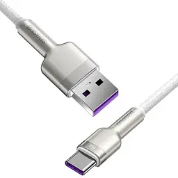 Дата кабель Baseus Cafule Metal USB to Type-C 66W (1m) (CAKF00010) White - мініатюра 3