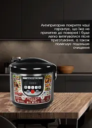 Мультиварка пароварака Grunhelm з LED екраном 900 Вт, на 10 програм, Чорний - мініатюра 4