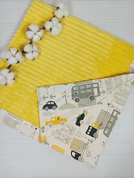 Плед дитячий плюшовий 97х97 a.l.babybox Машинки в місті Жовті - мініатюра 3