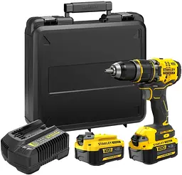 Дриль-шурупокрут Stanley FatMax 20V ударний безщітковий з двома акумуляторами 18 В 4 Аг (SFMCD721M2K-QW)