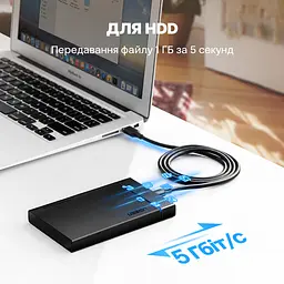 Кабель UGREEN US184 USB-A - USB-C USB 3.0 2,4 А 2 м чорний (20884) - мініатюра 5