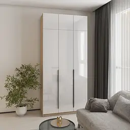 Шафа 3-дверна з антресоллю MebelStar Оскар Gloss BL-B, блок шухляд 120x52x260 см Дуб сонома/Білий (MBS-5443)