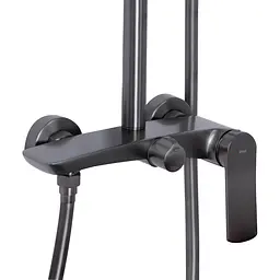 Душова система для душу Qtap Slavonice на два споживача QTSLA110GMB45913 Gunmetal Black PVD, Шліфований чорний хром - мініатюра 3