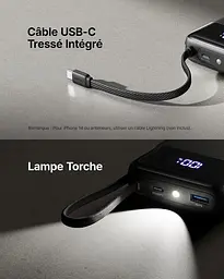 Повербанк INIU 20000mAh 45W з USB-C кабелем, швидка зарядка PD QC - мініатюра 6