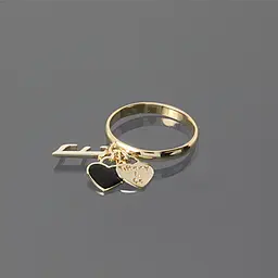 Каблучка з жовтого золота з емаллю і буквою K-0121