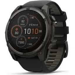 Смарт-годинник Garmin Fenix 8 51mm Solar Sapphire Carbon Gray DLC Titanium w. Black/Pebble Gray S. Band (010-02907-10/11)