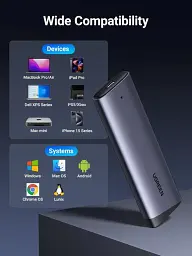Зовнішній SSD курпус Ugreen CM767 M.2 NVMe USB 3.2 Gen2 10 Гбіт/с алюмінієвий сірий (35267) - мініатюра 4