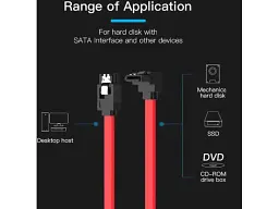 Кабель Vention SATA 3.0 7pin F/F 0.5 м L-коннектор Чорно-червоний (KDDRD) - мініатюра 3