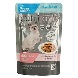 Вологий корм для стерилізованих котів Nutrilove тушковані шматочки з атлантичним лососем 85 г - мініатюра 2