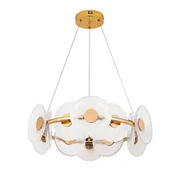 Підвісна LED-люстра 8036103-12LED (600) FGD, золота, Ø57 см, скляні плафони 175 мм, три режими світла