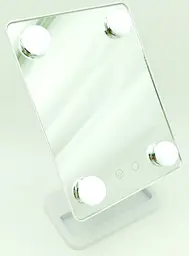 Дзеркало для макіяжу з LED підсвічуванням на підставці холодне нейтральне тепле світло Cosmetie Mirror HH083 білий - мініатюра 2