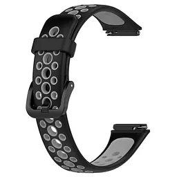 Силіконовий ремінець Primolux Perfor Classic для фітнес браслета Huawei Band 7- Black Grey - мініатюра 3
