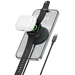 Бездротовий зарядний пристрій BOROFONE BQ41 Glory 3-in-1 magnetic wireless fast charging Чорний - мініатюра 3