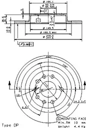 Диск гальмівний задній невентильований Saab 9-3 II 02-25р Brembo (08.9511.11) - мініатюра 2