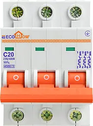 Модульний автоматичний вимикач 3p - 20A - С (ECO010030004) ECOHOME - мініатюра 3
