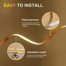 LED стрічка ROUKLE 8 мм COB LED Strip Light - 10M 24V Dimmable Super Bright Tape Lights CRI90+ з радіочастотним пультом - мініатюра 2