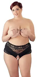Трусики Cottelli Curves з відкритим кроковим швом та намистинами, 4XL (чорний) - мініатюра 3