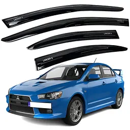 Дефлектори вікон вітровики Acrylic для Mitsubishi Lancer X 2007- Гнучкі