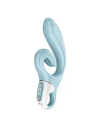Вібратор-кролик Satisfyer Love Me Blue, гнучкий, відросток з потрійним кінчиком - мініатюра 2
