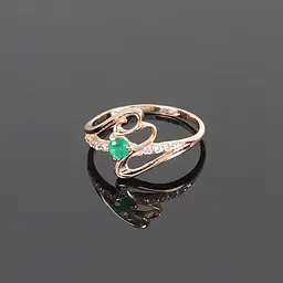 Каблучка з червоного золота з смарагдом 18 K-0081 - мініатюра 2